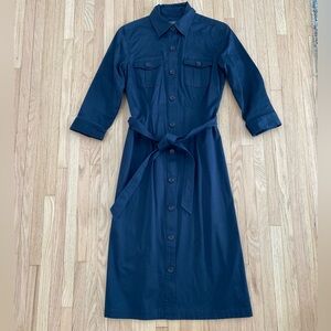 Banana Republic cotton poplin navy retro preppy classic quiet luxury shirtdress